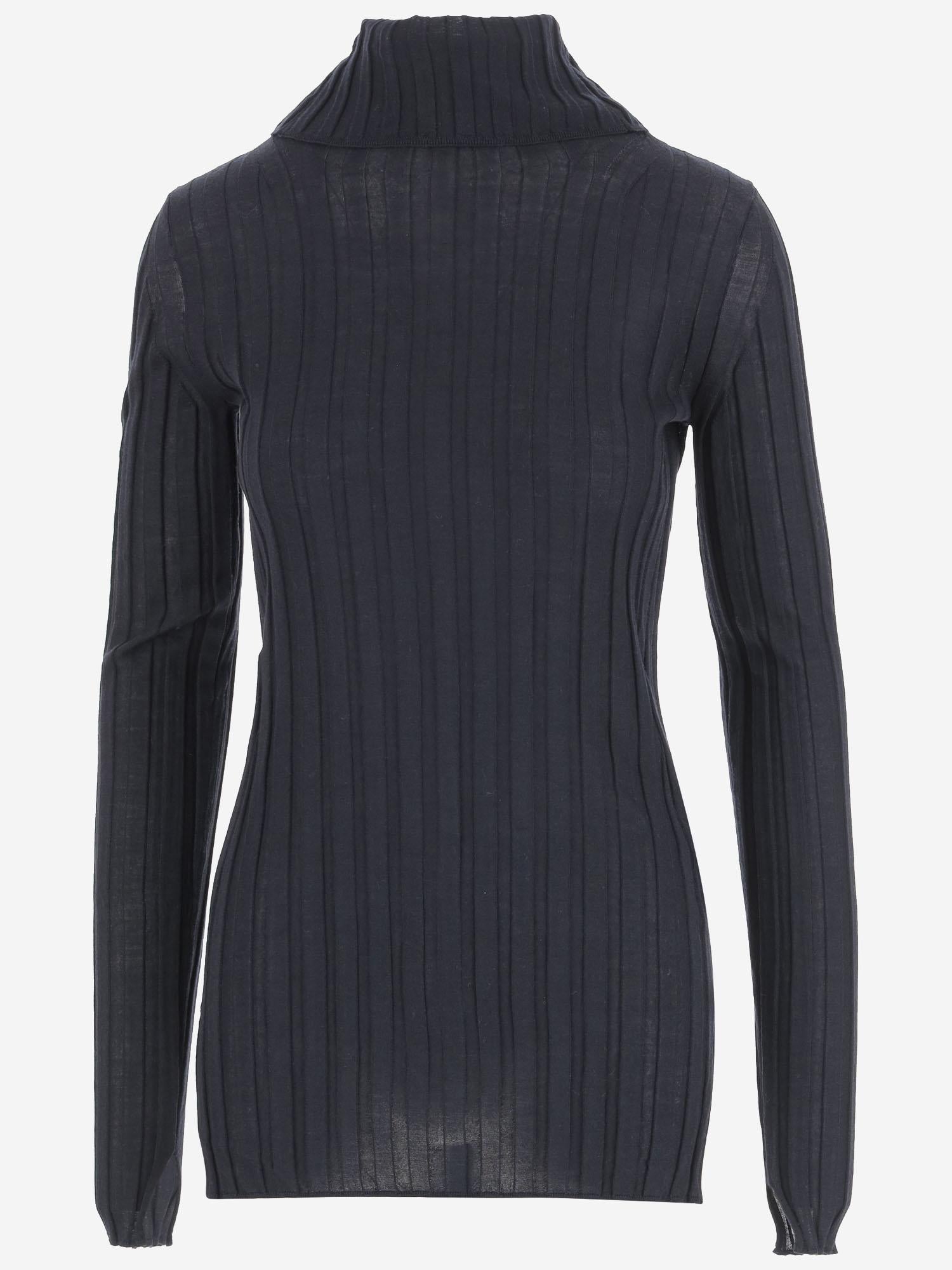 MAGLIA IN LANA E SETA A COSTE 6252K21070 MIDNIGHT CARVEN 