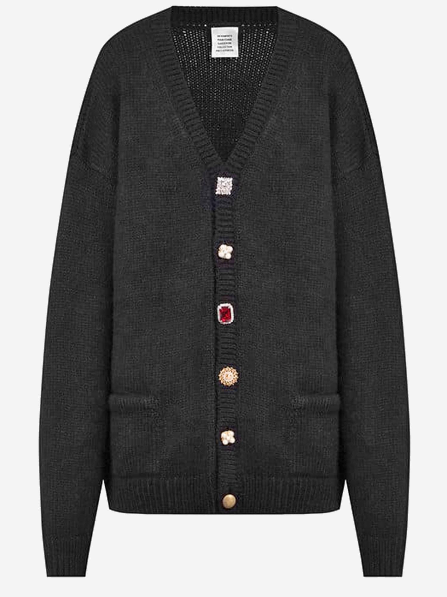 CARDIGAN IN ALPACA E LANA CON BOTTONI MISMATCH UE54KN240B BLACK VETEMENTS 