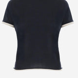 T-SHIRT IN CASHMERE CON BORDI A CONTRASTO KNJP2616 3 ARCH4 