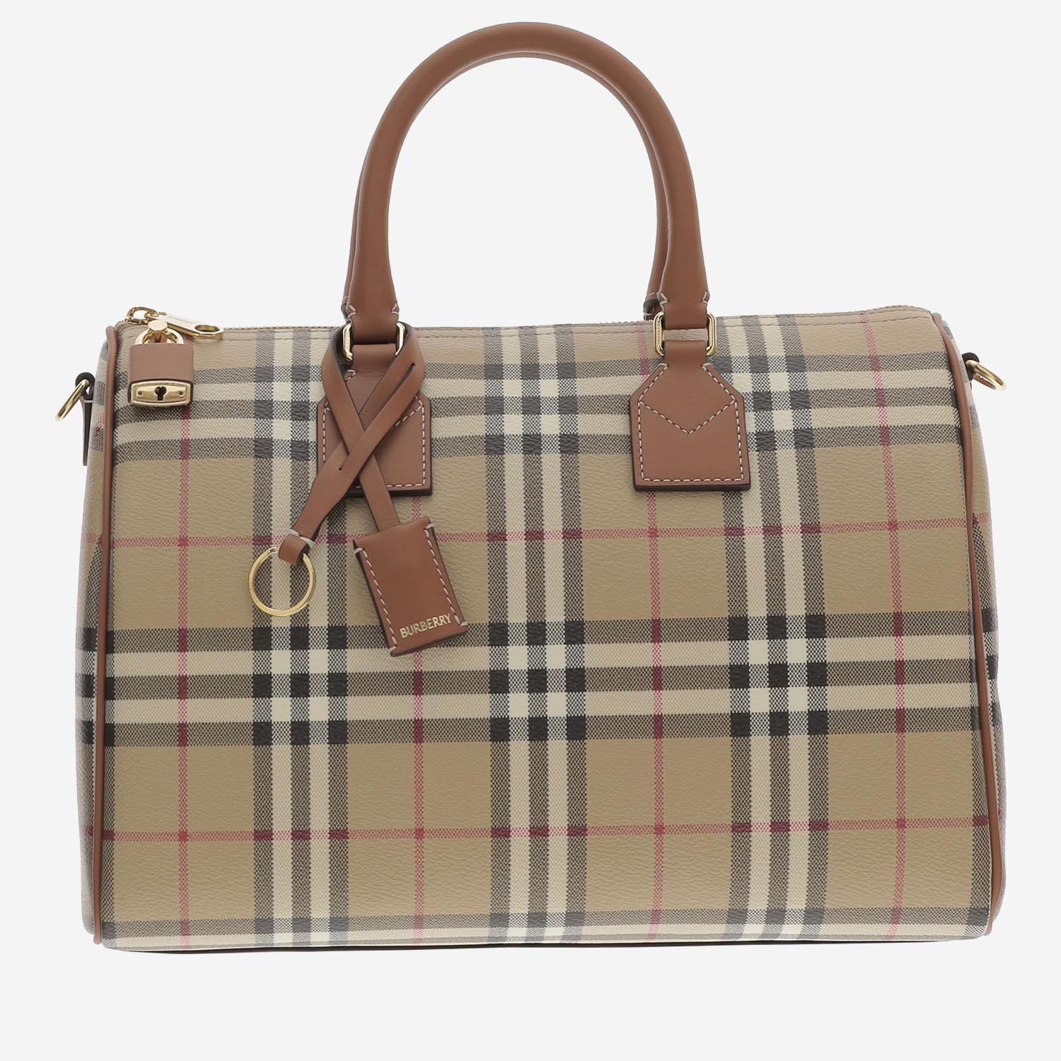 BORSA A MANO IN MISTO COTONE CON MOTIVO CHECK 8119049 VNTGCHKBRIARBROWN BURBERRY 