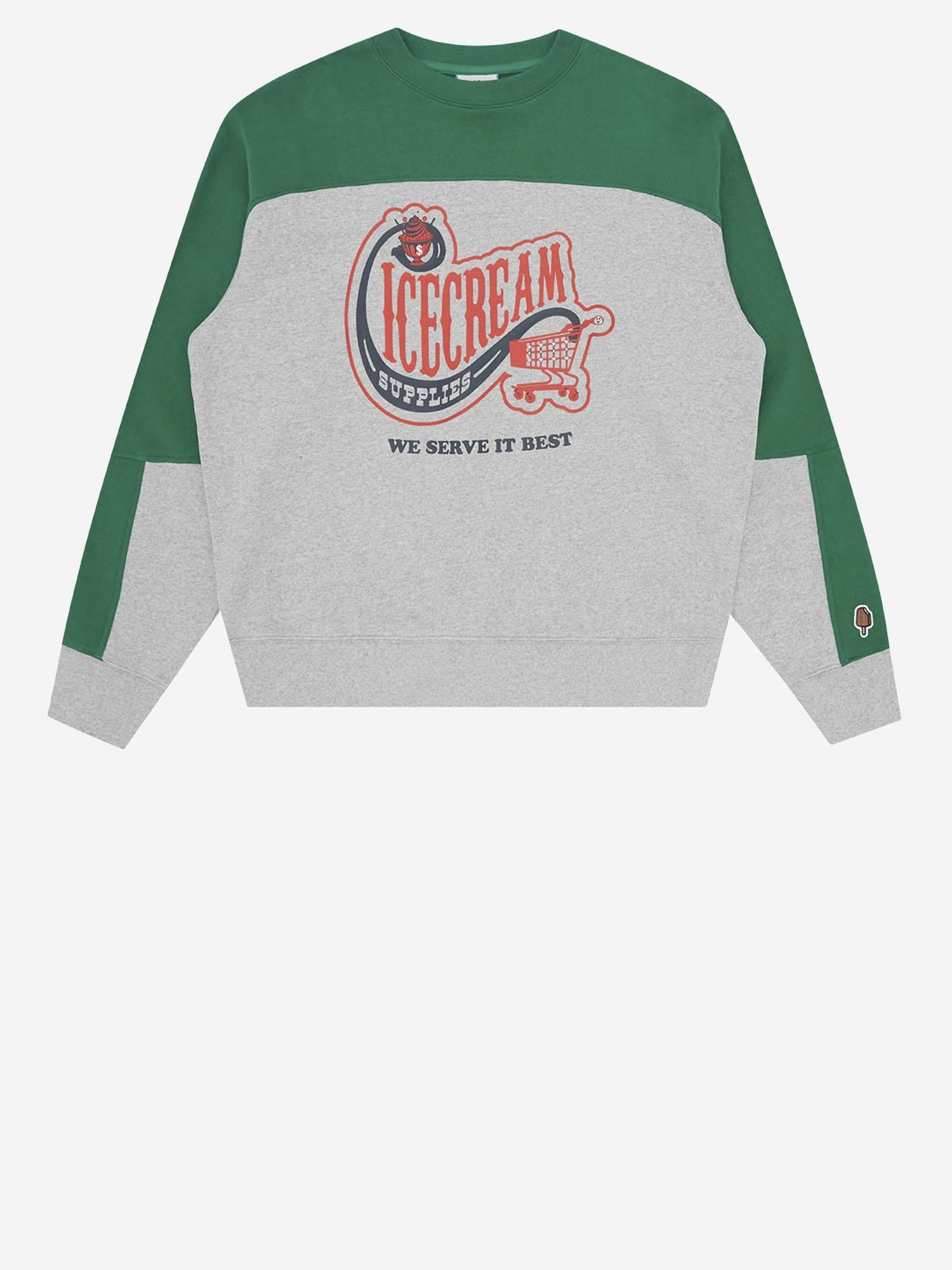 FELPA IN COTONE CON LOGO IC25338 GREENHEATHERGREY ICECREAM 