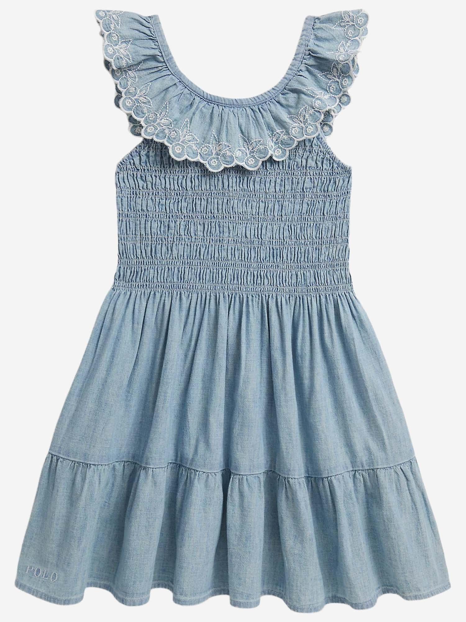 Abito Celeste  in cotone con mirtilli 312A11755 001 POLO RALPH LAUREN KIDS 