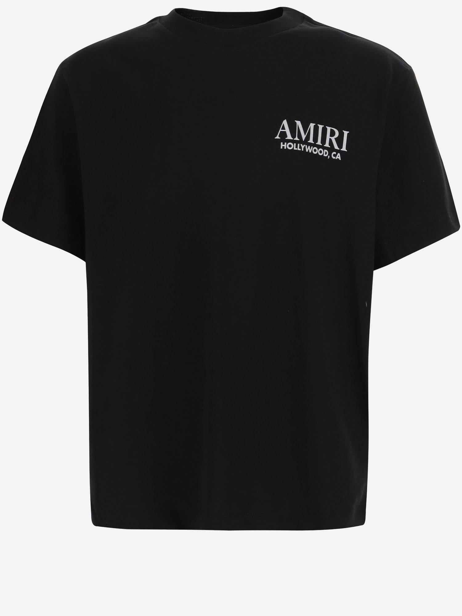 T-SHIRT IN COTONE CON STAMPA E LOGO AKJYTE 1036Black AMIRI KIDS 