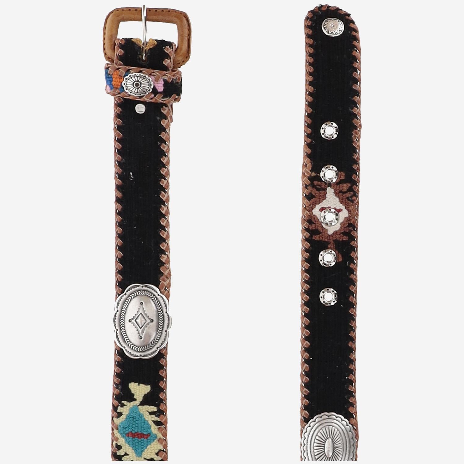 CINTURA IN PELLE E TESSUTO AMAZONIA BLACK WAITZ 