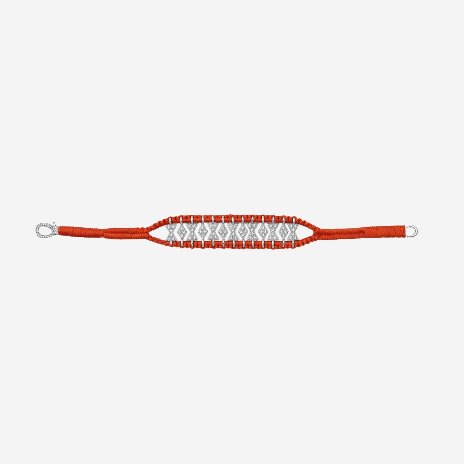 BRACCIALE ARGENTO CON TESSUTO INTRECCIATO BUZIOS ORANGE SILVIA BINI GIOIELLI 