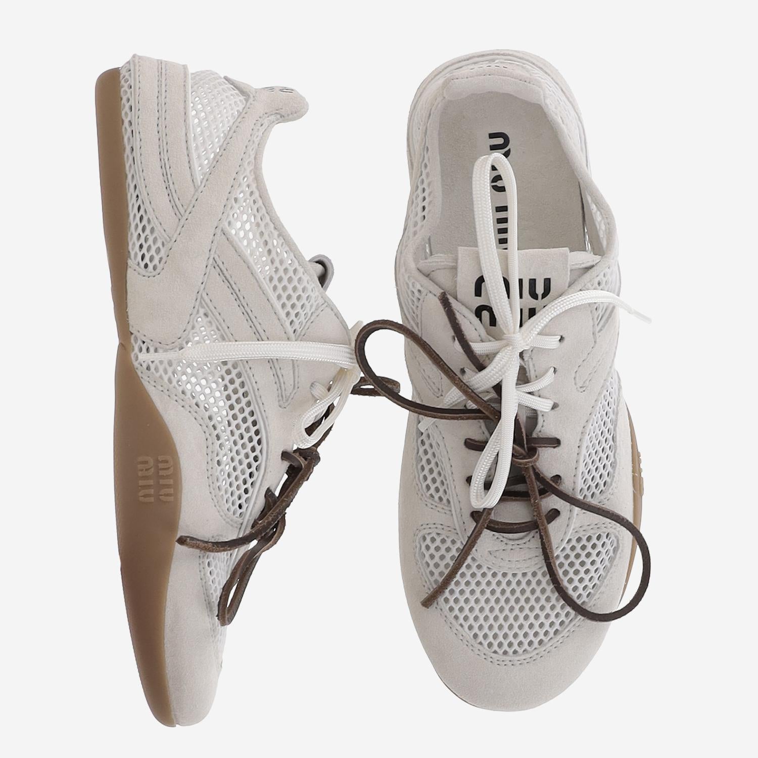 SNEAKERS IN RETE E CAMOSCIO 5E589E 3KU1F0009 MIU MIU 