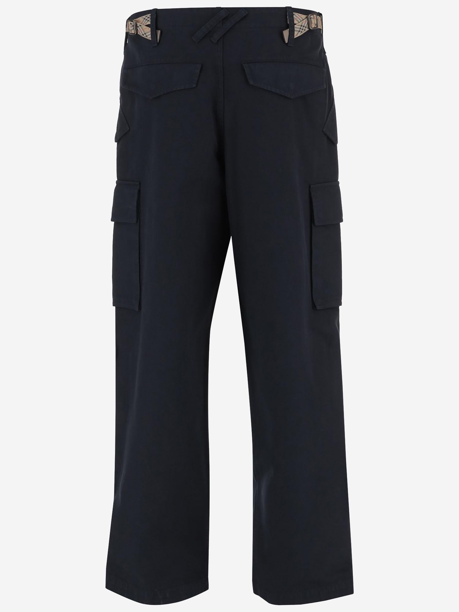 PANTALONI CARGO IN COTONE CON DETTAGLI CHECK 8119203 SILHOUETTEBLUE BURBERRY 