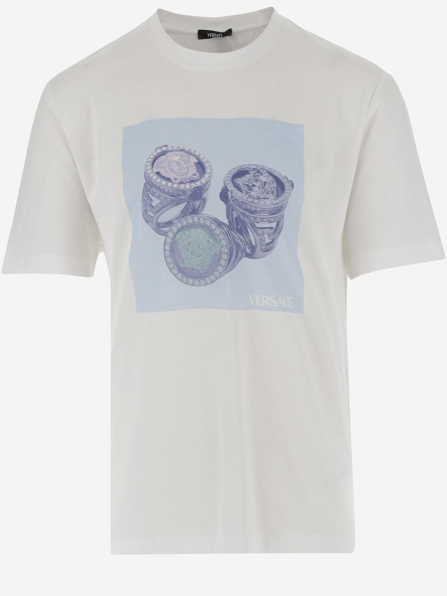 T-SHIRT IN COTONE CON LOGO 1013302 1A134262W580 VERSACE 