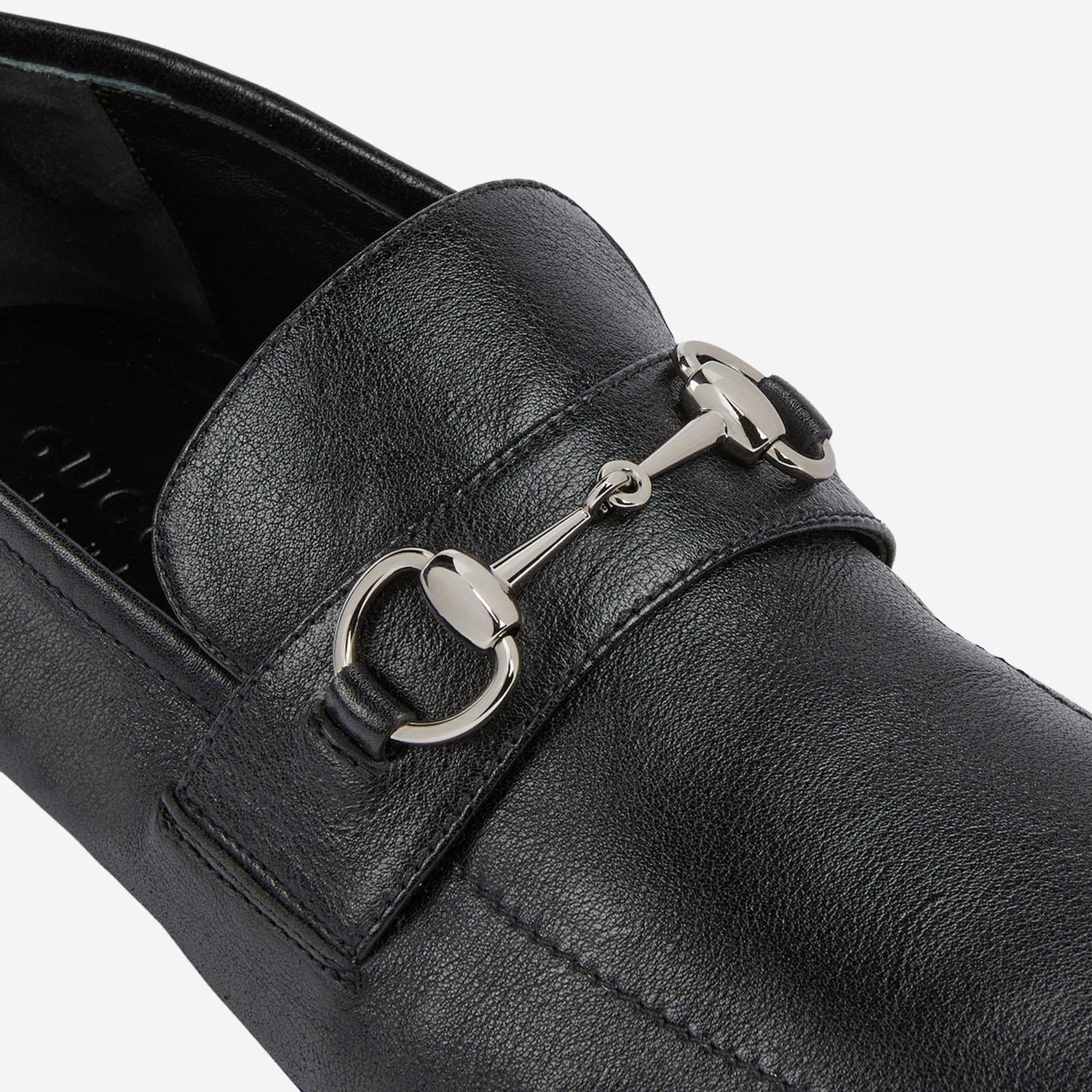 MOCASSINI IN PELLE CON MORSETTO 867507 AAGEH1000 GUCCI 