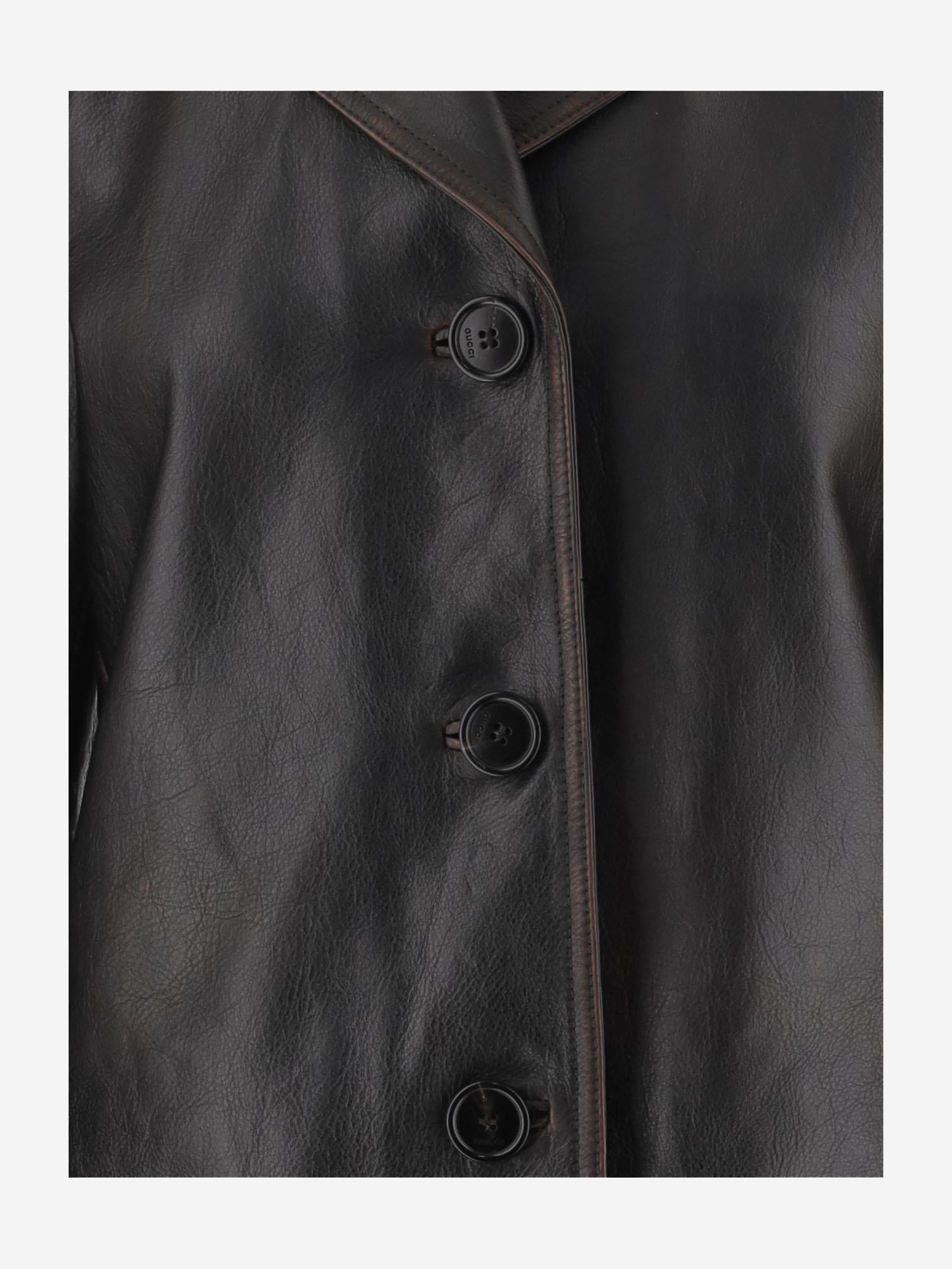 Giacca in pelle effetto invecchiato 838397 XNBAZ1080 GUCCI 