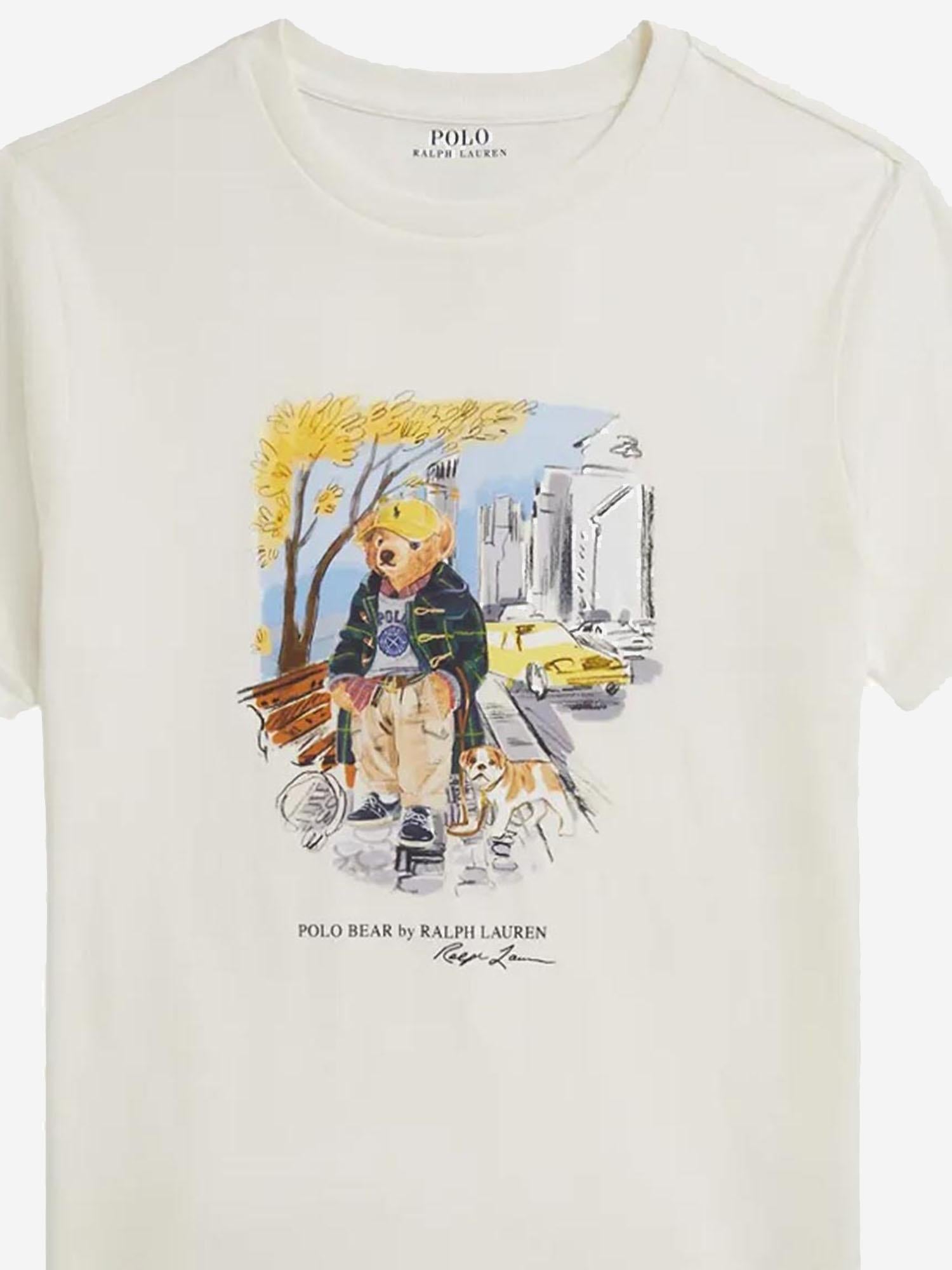 T-SHIRT IN COTONE CON STAMPA POLO BEAR 323979493 001 POLO RALPH LAUREN KIDS 