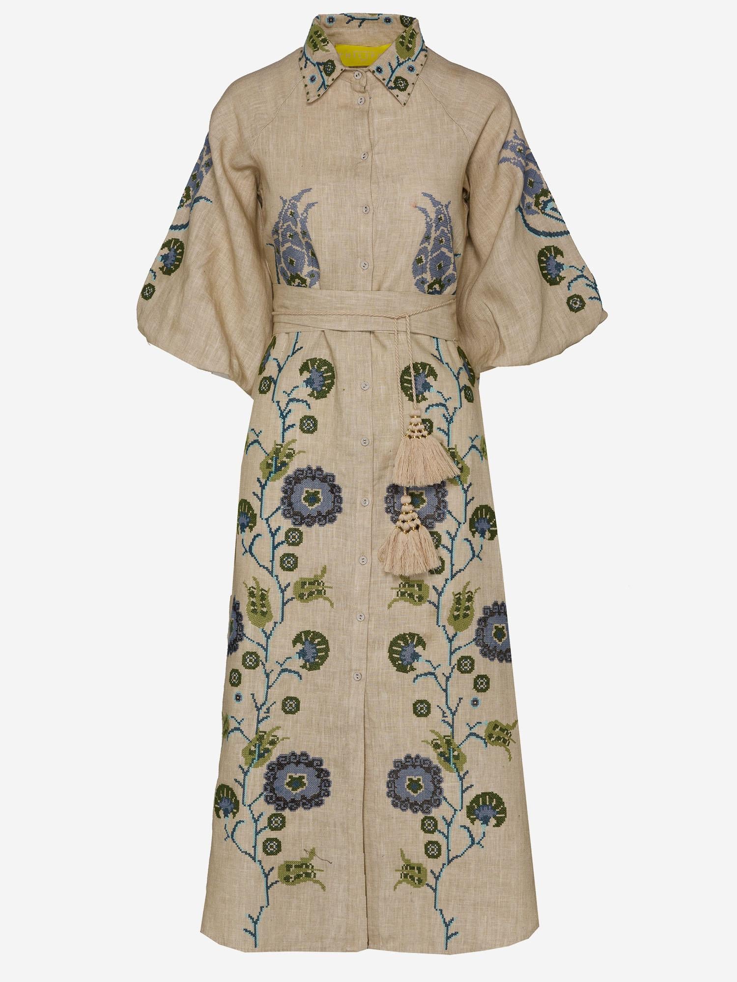 Abito Renee in lino con ricami floreali RENEECRU ECRU PHILIPPA 1970 