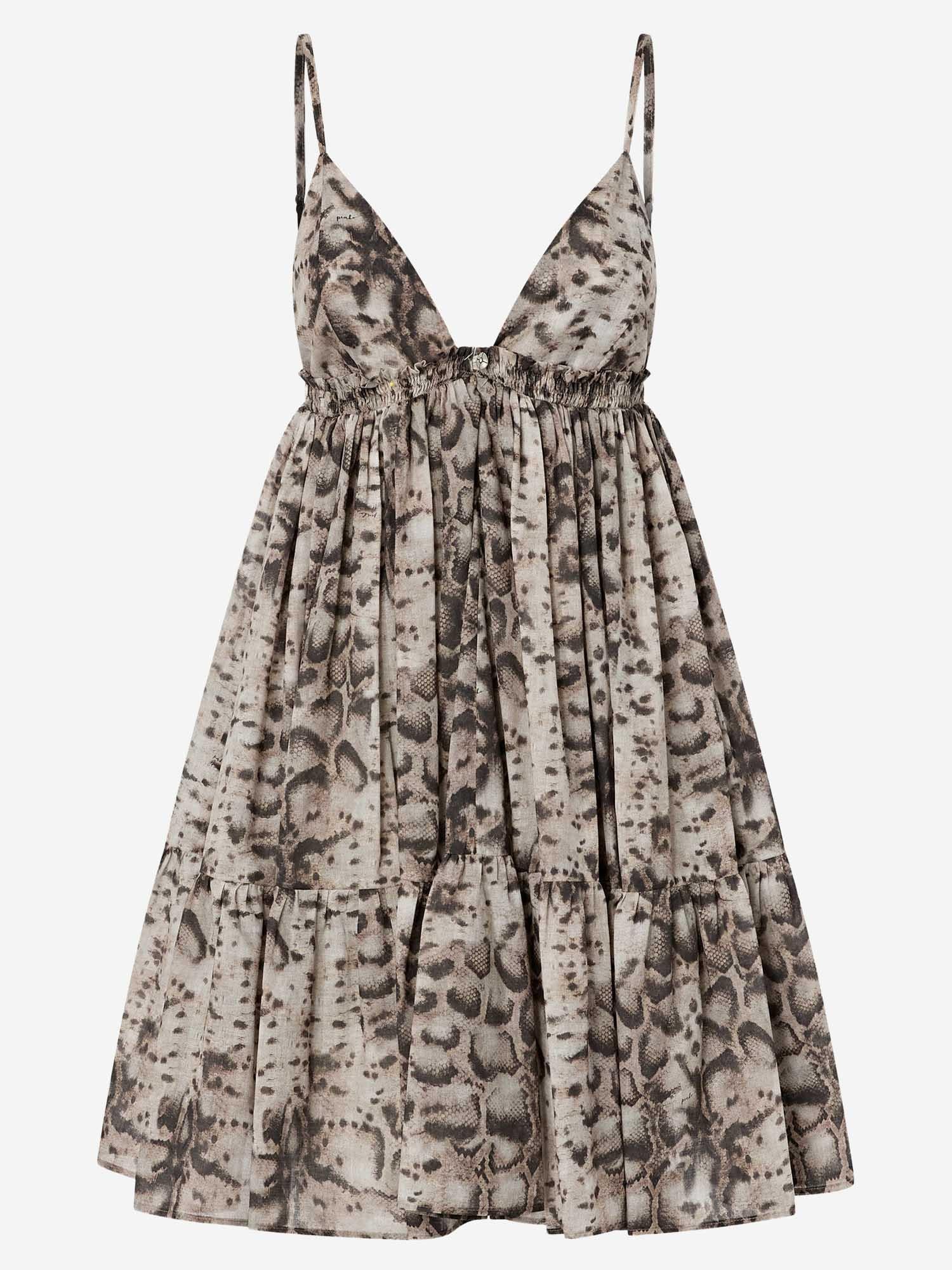 Abito in cotone con motivo animalier 106917 A3APCZ9 PINKO 