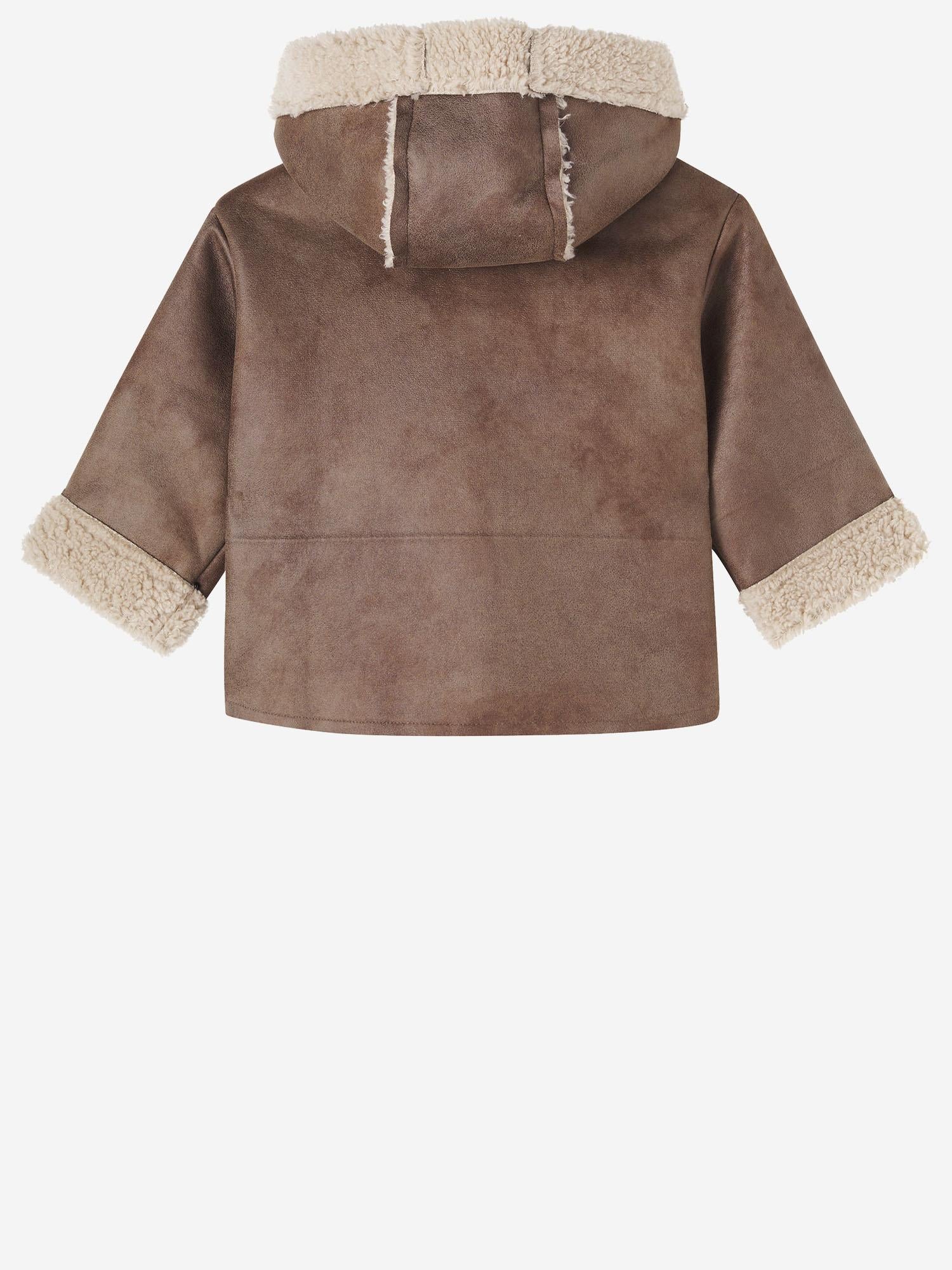 GIACCA CON CAPPUCCIO E FODERA IN PELLICCIA SINTETICA 25W229 BROWN 1+ IN THE FAMILY KIDS 