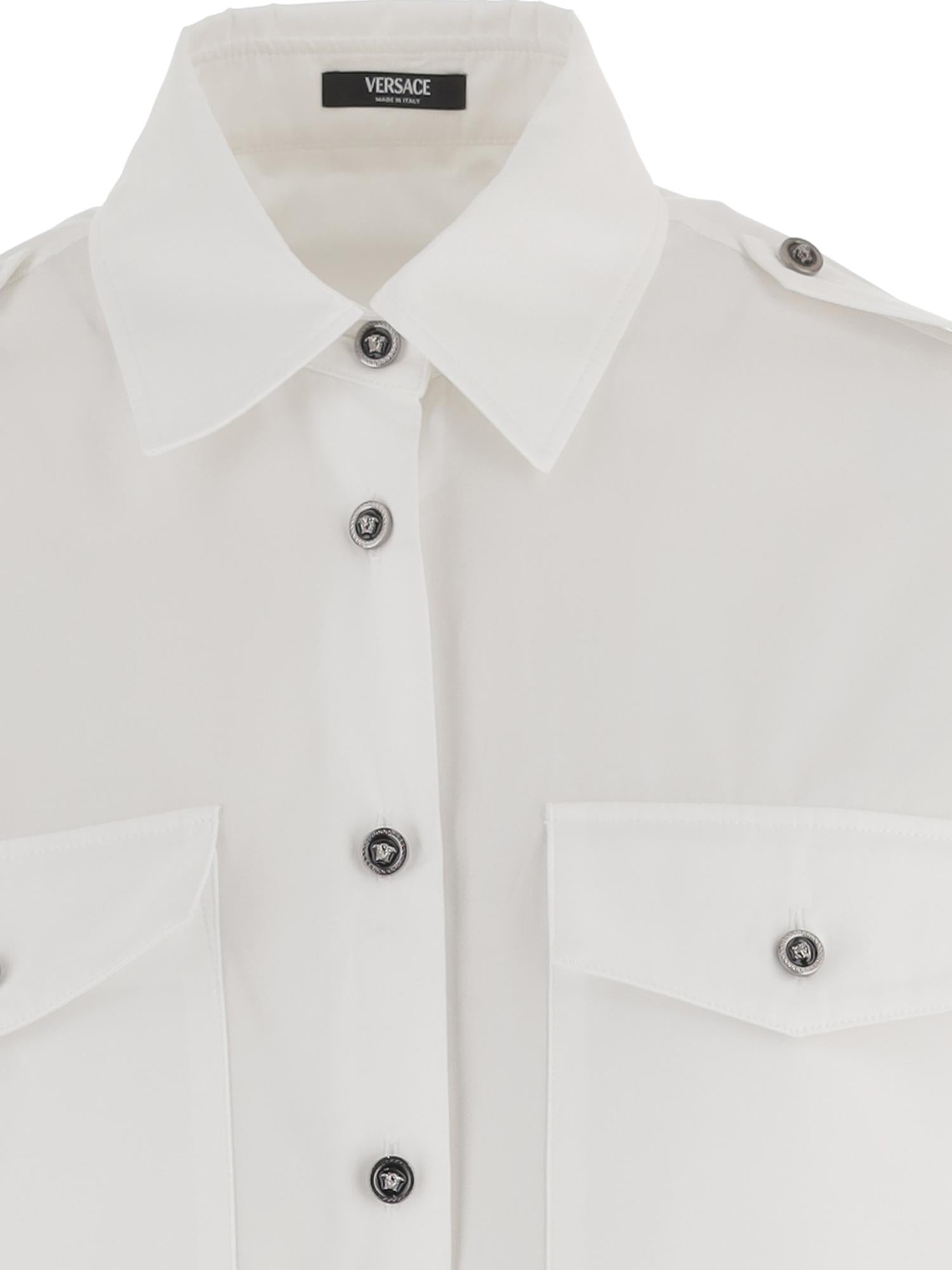 CAMICIA IN COTONE CON BOTTONI A CONTRASTO 1023767 1A147481W000 VERSACE 