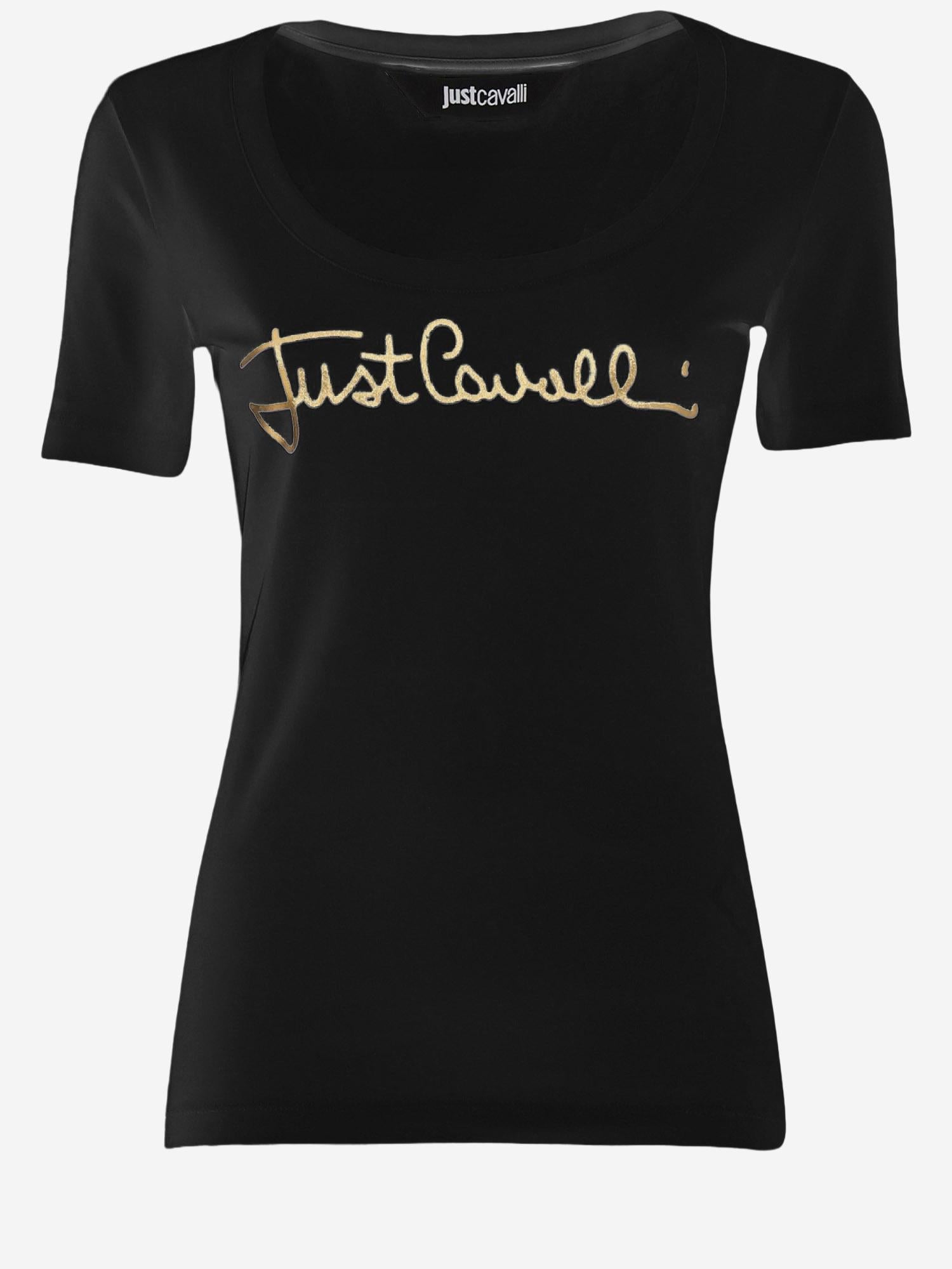 T-SHIRT IN COTONE STRETCH CON LOGO FRONTALE 80PAHT02 CJ502G89 JUST CAVALLI 