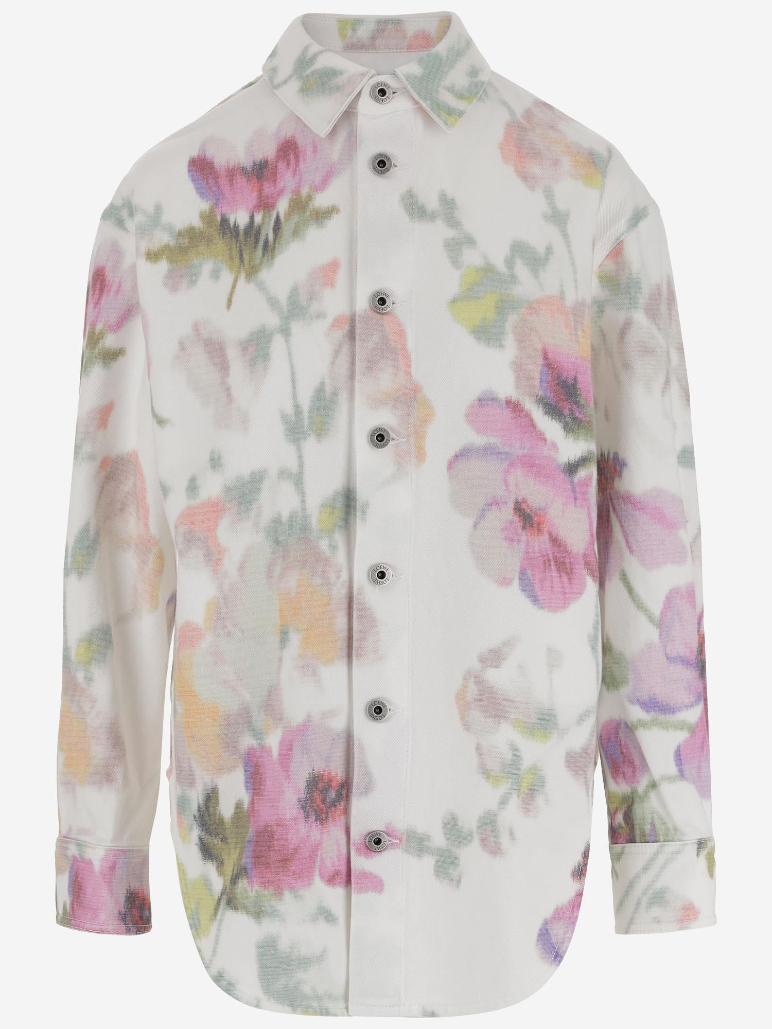 CAMICIA IN DENIM DI COTONE CON MOTIVO FLOREALE S359Y50XA0 2102 LOEWE 