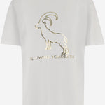 T-SHIRT FOLLOWING YONDER STAR <BR/>IN COTONE STRETCH BIANCO GOLD BINI SILVIA 
