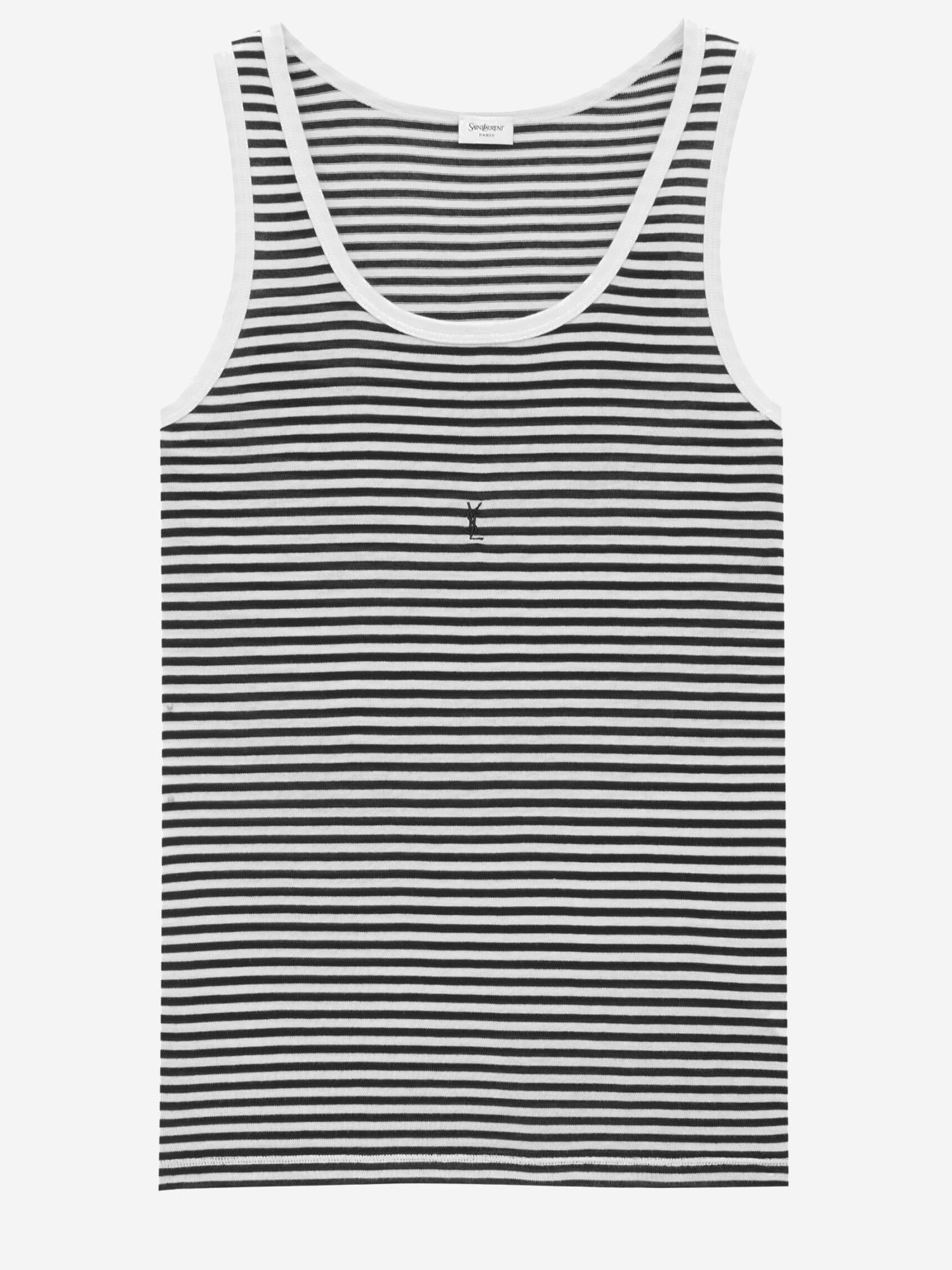 CANOTTA IN COTONE CON LOGO A RIGHE 832278 Y37ZN1077 SAINT LAURENT 