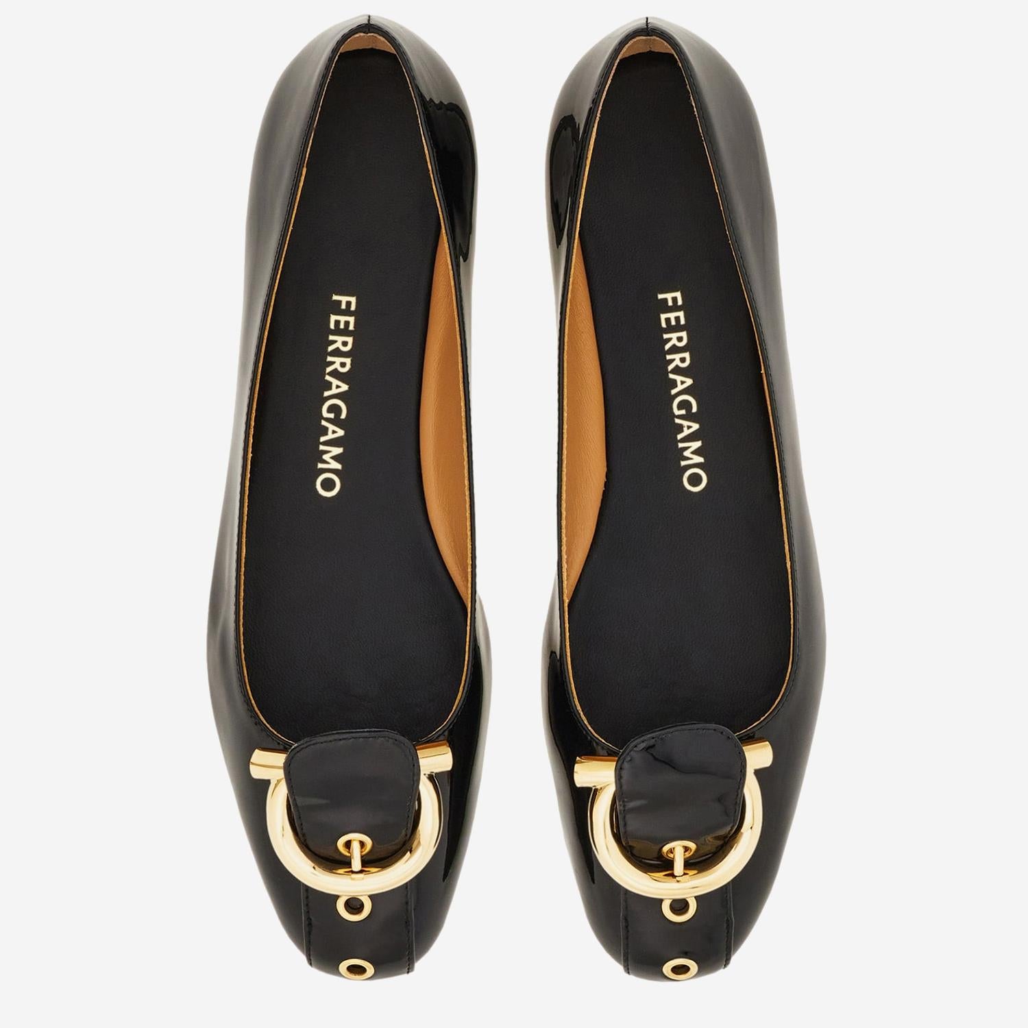 BALLERINE GANCINI IN PELLE 01K989 001 SALVATORE FERRAGAMO 