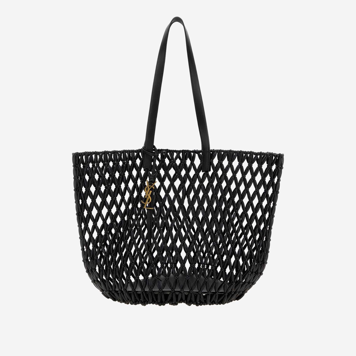 BORSA SHOPPING CON PERLINE IN LEGNO 862074 KAAAY1000 SAINT LAURENT 