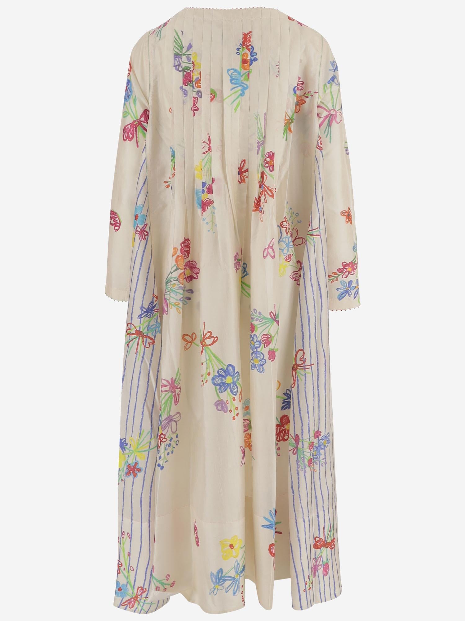 ABITO IN COTONE E SETA A MOTIVO A QUADRI DLWPDOVP01 FIORI PERO 