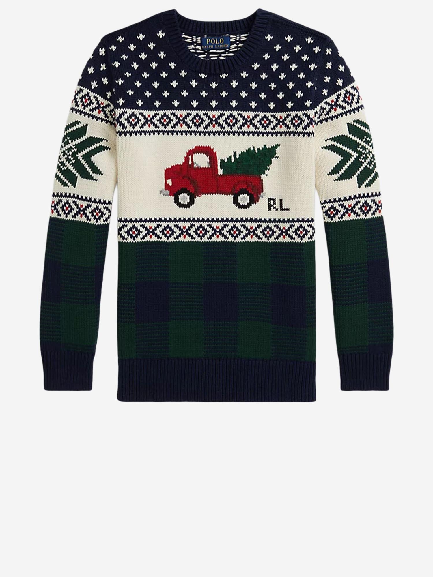Maglia in cotone con furgone a intarsi 323981051 001 POLO RALPH LAUREN KIDS 
