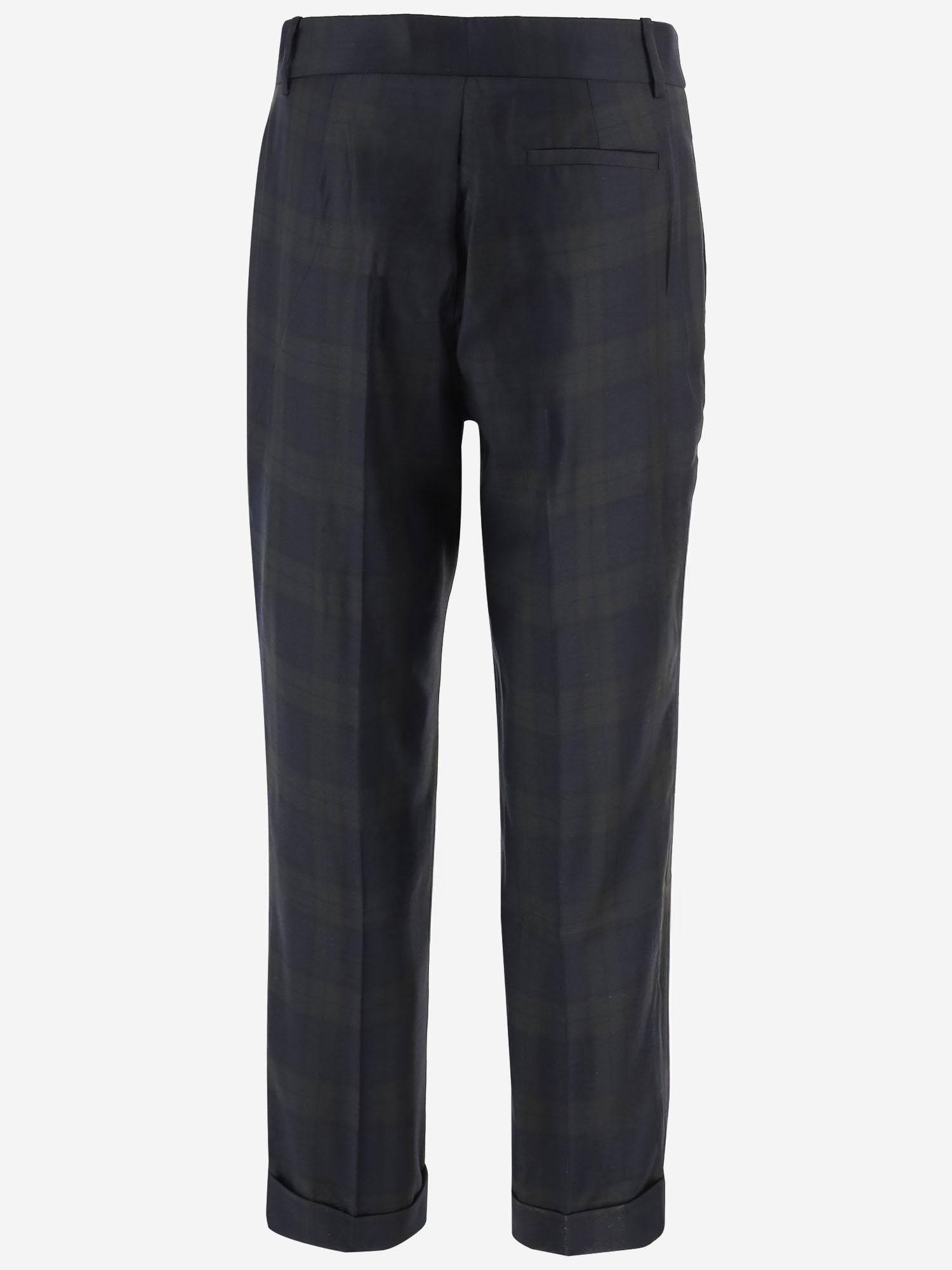 Pantaloni Angela in lana tartan con risvolto W25313 0390 SASUPHI 