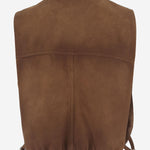 GILET IN PELLE SCAMOSCIATA CERATA MPT318 19MLF0046 MIU MIU 