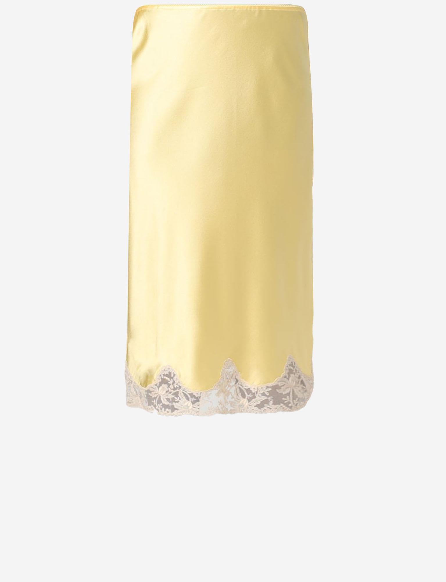 GONNA IN RASO DI SETA CON INSERTI IN PIZZO 851414 Y7G277262 SAINT LAURENT 