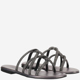 SANDALI IN PELLE CON STRASS TASO ANTRACITE KIMA 