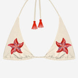 TOP BIKINI GUIANA CON STELLE MARINE IN PERLINE GUIA003 08584L MC2 SAINT BARTH 