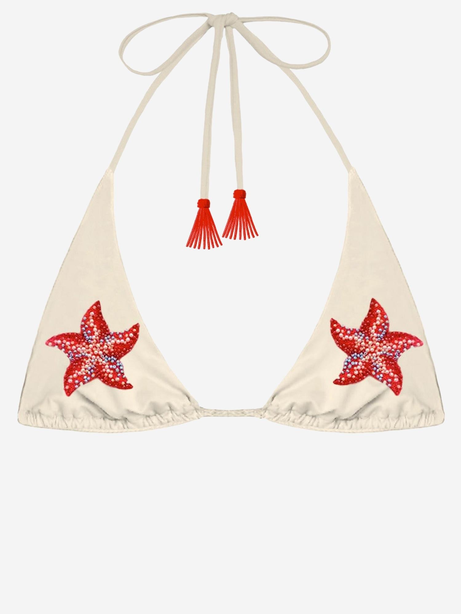 TOP BIKINI GUIANA CON STELLE MARINE IN PERLINE GUIA003 08584L MC2 SAINT BARTH 