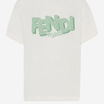 T-SHIRT IN COTONE CON STAMPA LOGO JMI504 7AJF1UVR FENDI KIDS 