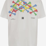 T-SHIRT IN COTONE CON STAMPA E LOGO AKJYTE 1036Ivory AMIRI KIDS 