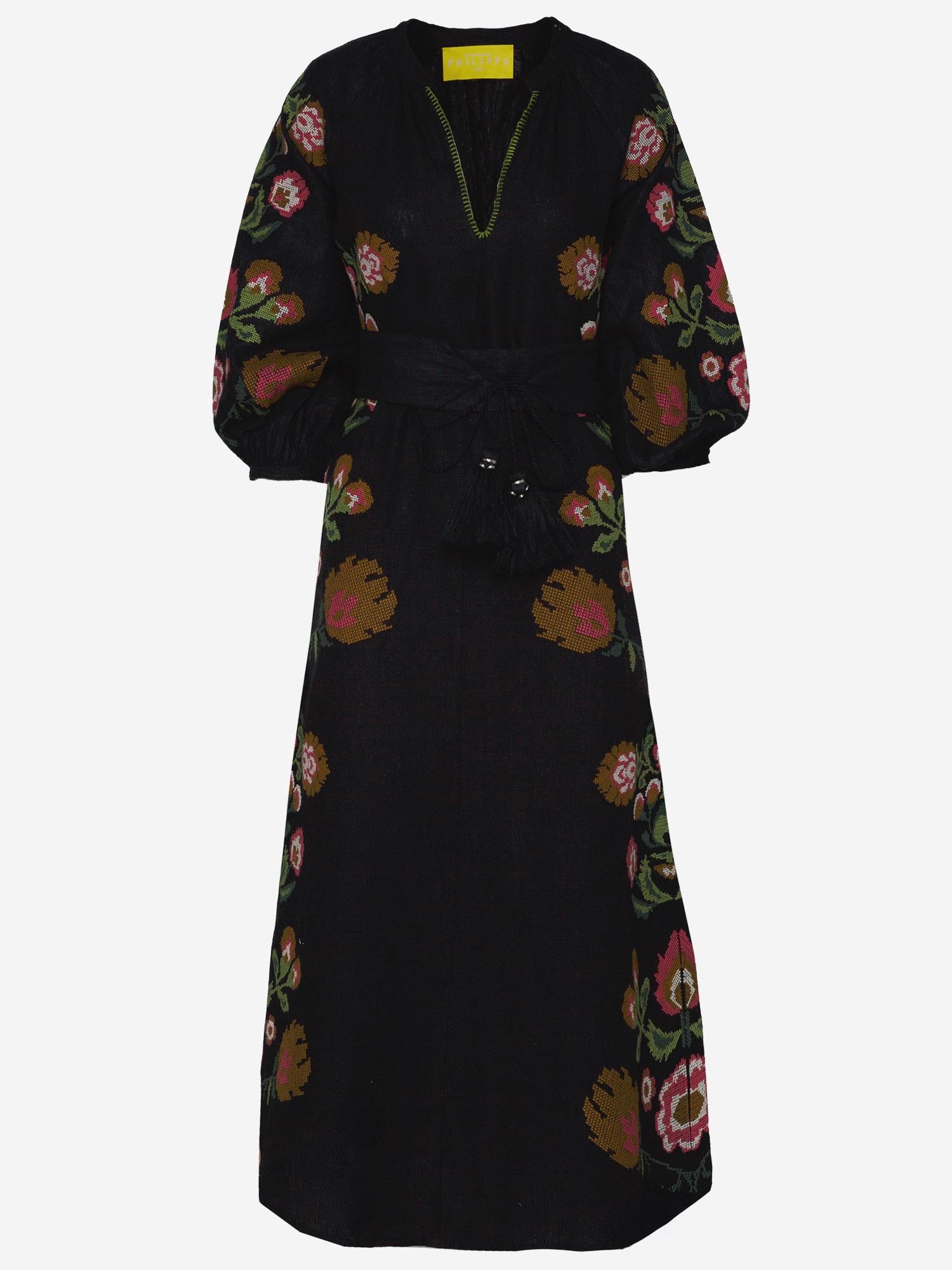 ABITO KEILA IN LINO KEILA BLACK PHILIPPA 1970 