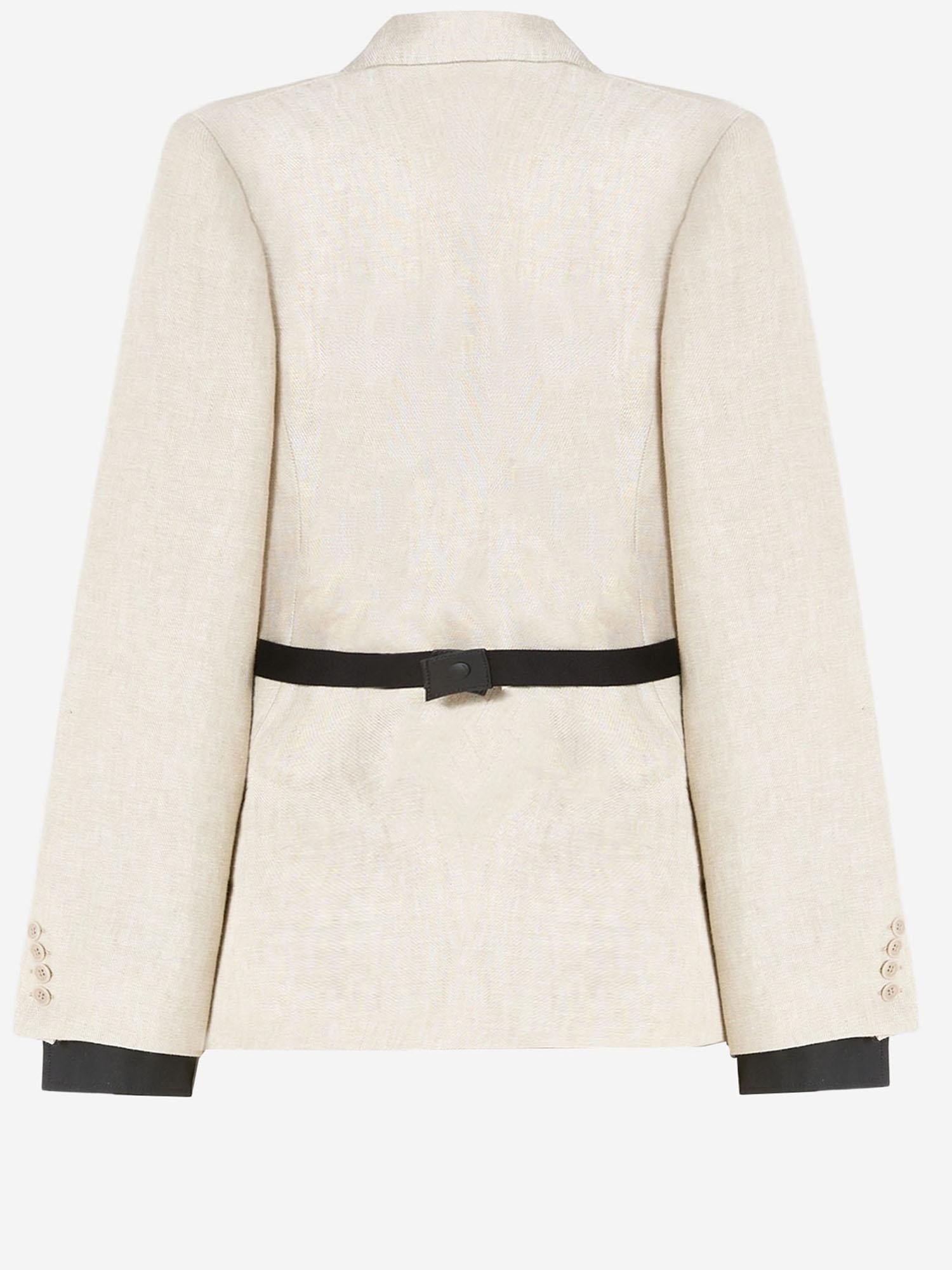 GIACCA IN LINO CON PROFILI A CONTRASTO MXSNEUTRO 002 MAX MARA 