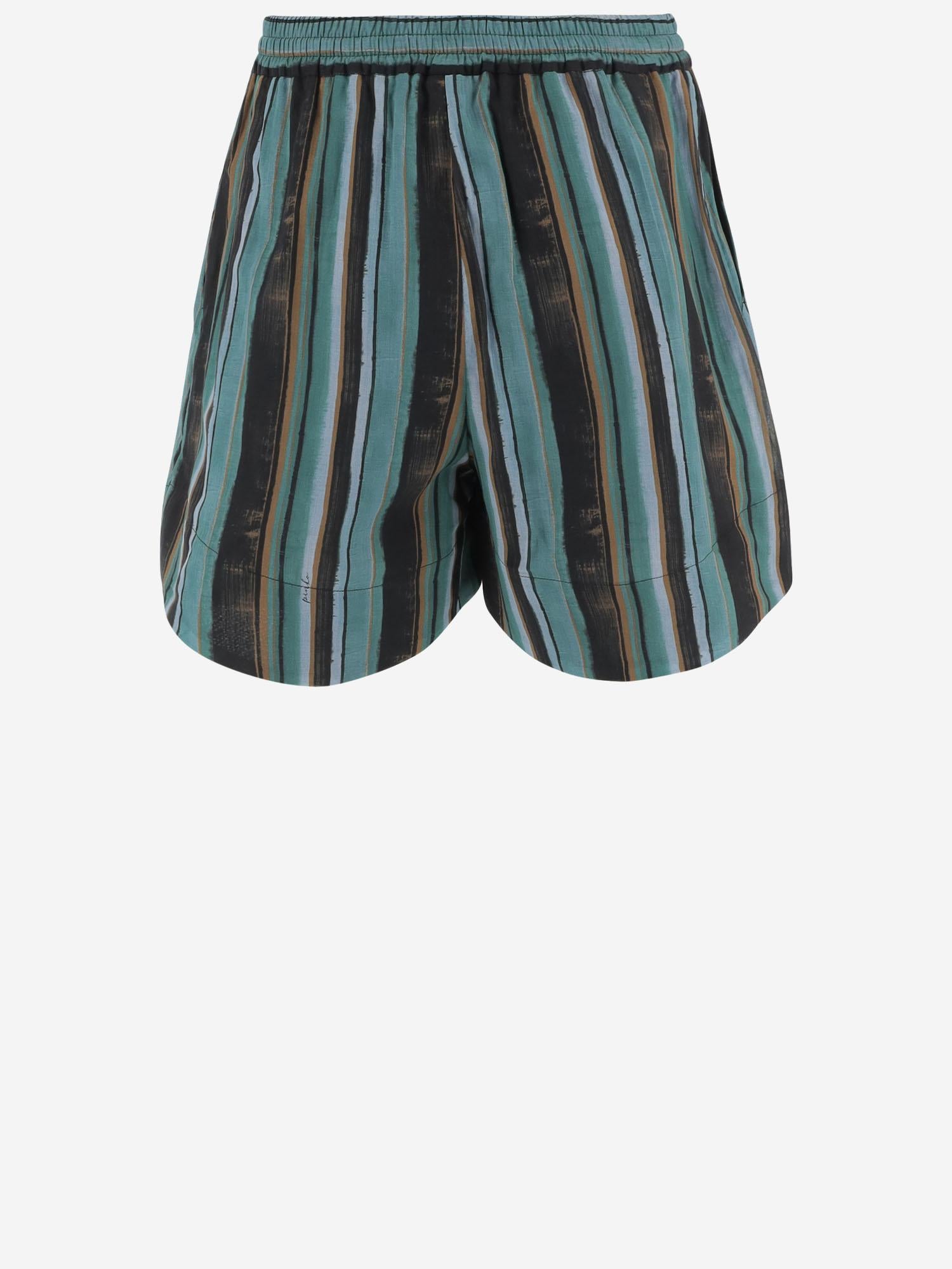 PANTALONI CORTI IN COTONE CON MOTIVO A RIGHE 106991 A3CHSD3 PINKO 