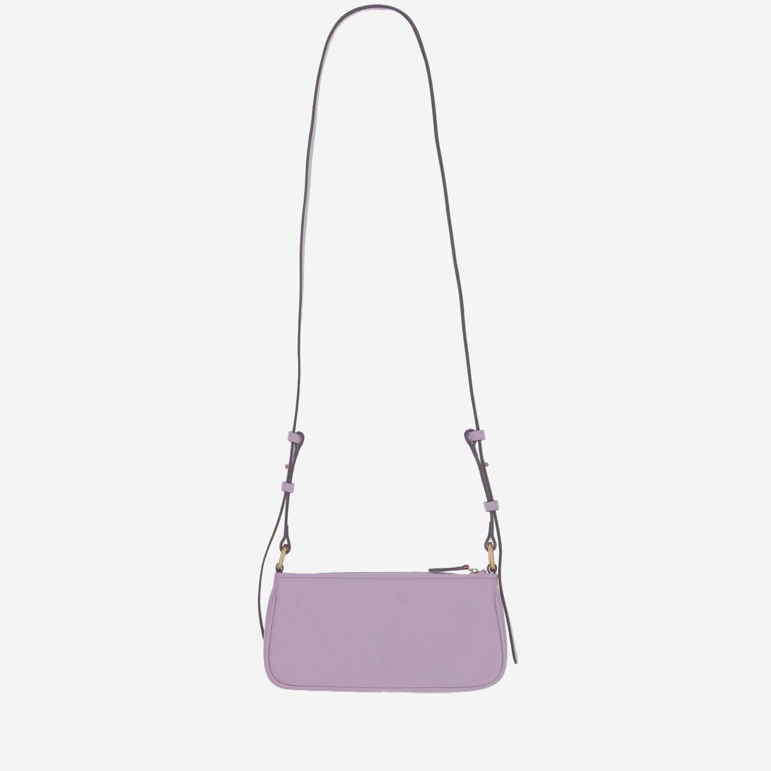 BORSA MINI HALF MOON BAGUETTE IN PELLE CON LOGO 105069 A0QOLILQ PINKO 