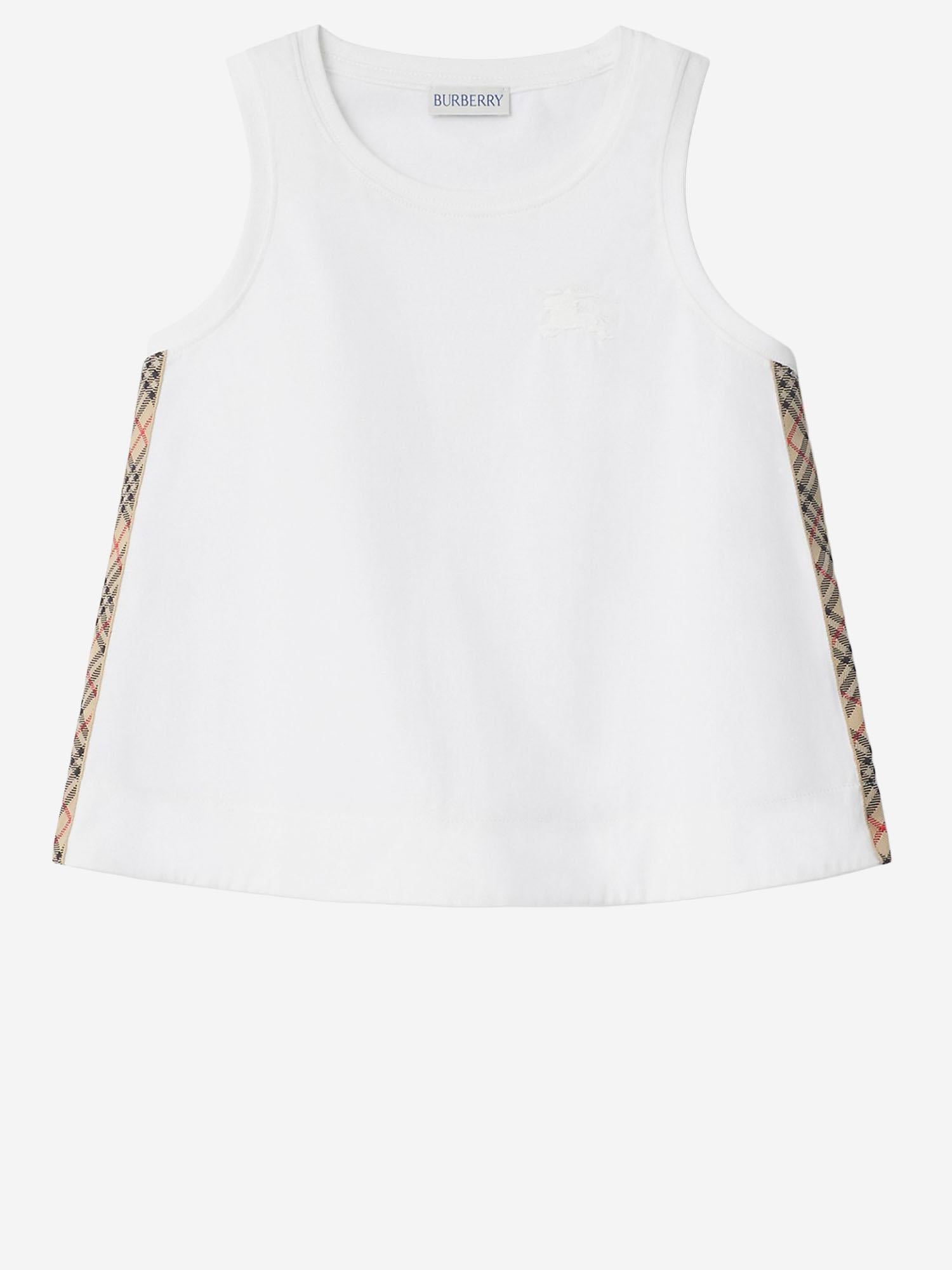 TOP IN COTONE CON FINITURE CHECK 8117437 WHITE BURBERRY KIDS 
