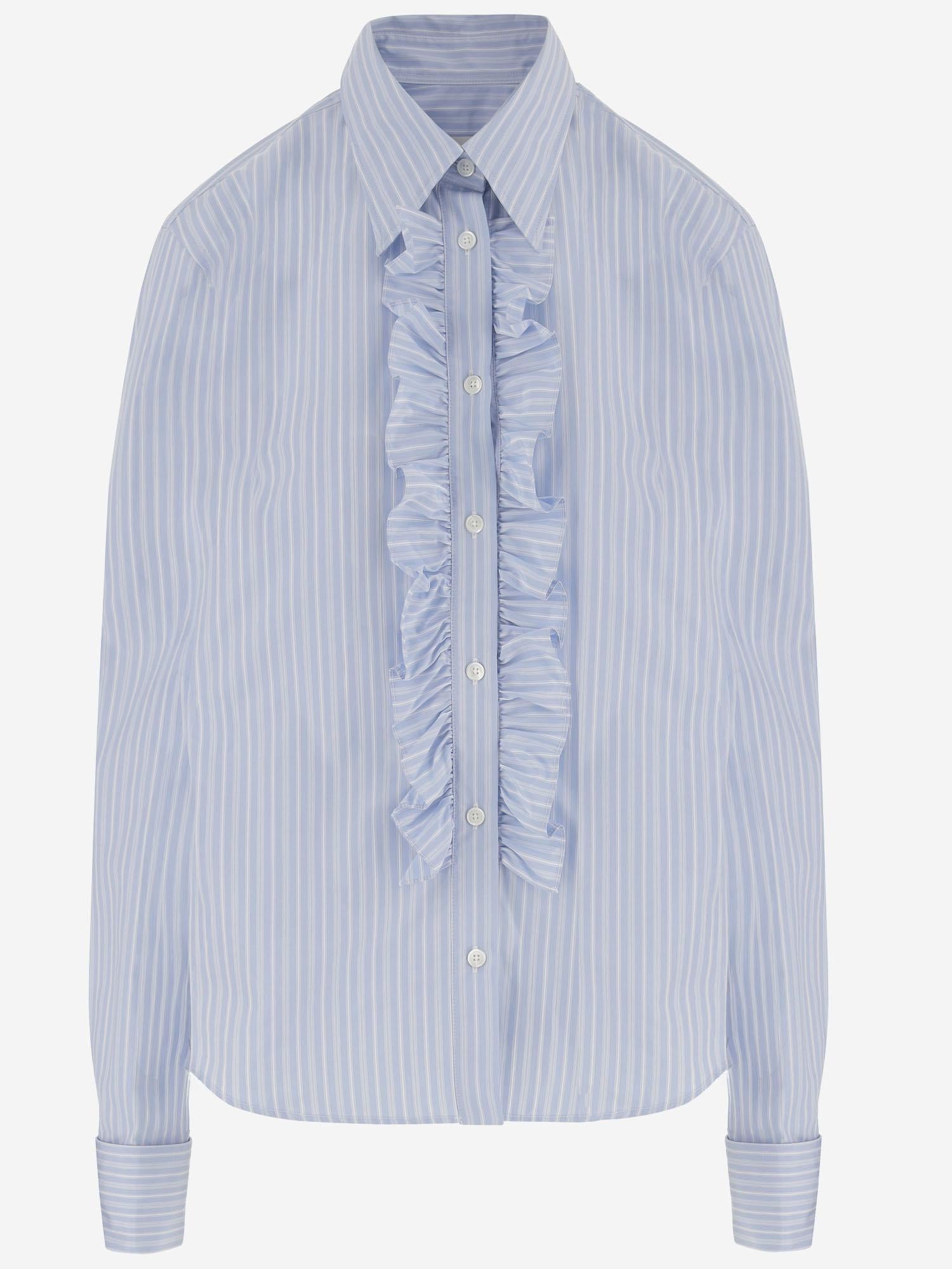 Camicia in cotone con jabot a righe FSH821CO0219 4844 AMI 