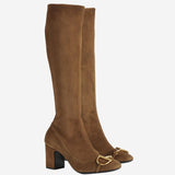 Stivali alti con mezzo morsetto in pelle scamosciata 851420 AAFMU2118 GUCCI 