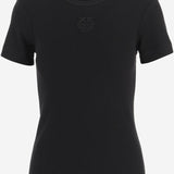 T-SHIRT CON RICAMO LOVE BIRDS IN COTONE STRETCH 106815 A3ALZ99 PINKO 