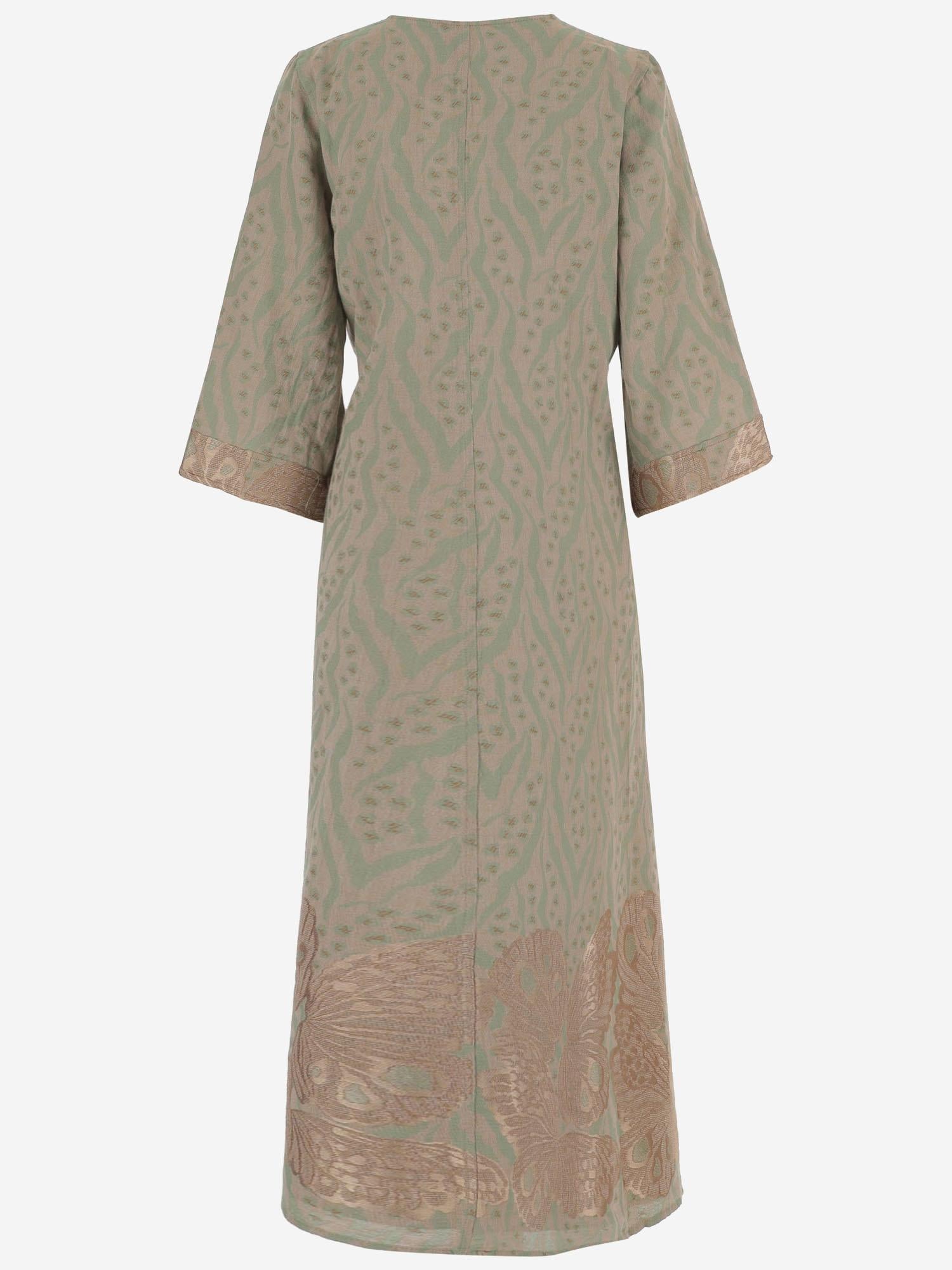 Abito lungo fantasia in misto cotone 15107 N299OLIVE NEMA 