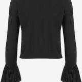 CARDIGAN IN LANA CON POLSINI PLISSÉ 8B0KA15J A8Q0NO VALENTINO 