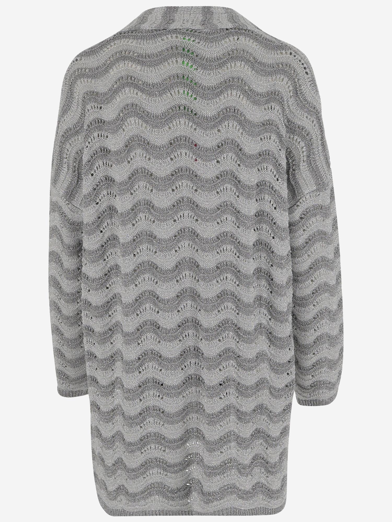 CARDIGAN OPEN-FRONT IN MISTO 066 ARGENTO COLOUR MARKET 