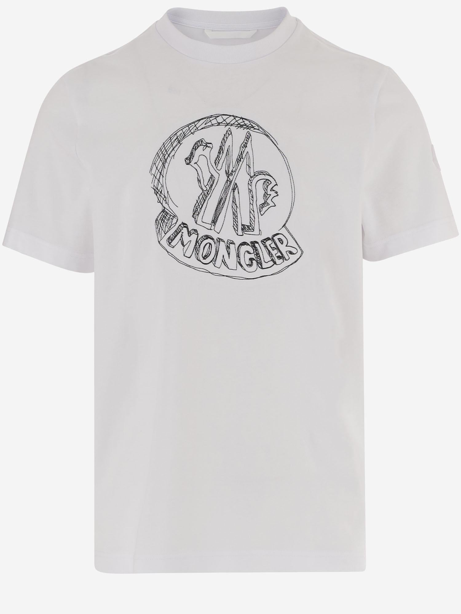 T-SHIRT IN COTONE CON STAMPA LOGO 8C00035 89AUG00A MONCLER 