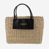 BORSA MEDIUM IN PAGLIA E PELLE PANDMEDIUM NERO ANITA BILARDI 