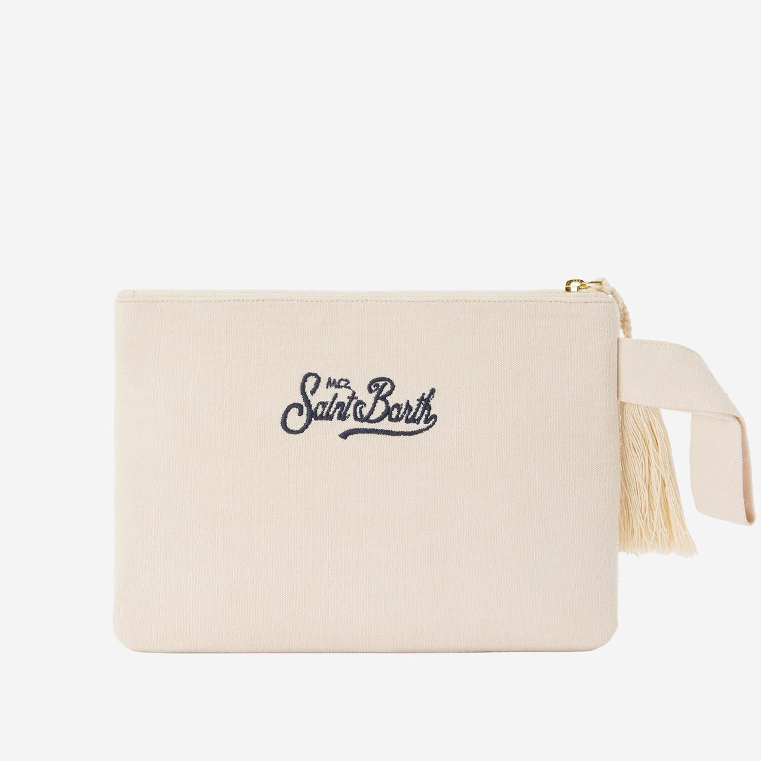 POCHETTE IN COTONE CON MOTIVI MARINI IN PERLINE POU0002 00877L MC2 SAINT BARTH 