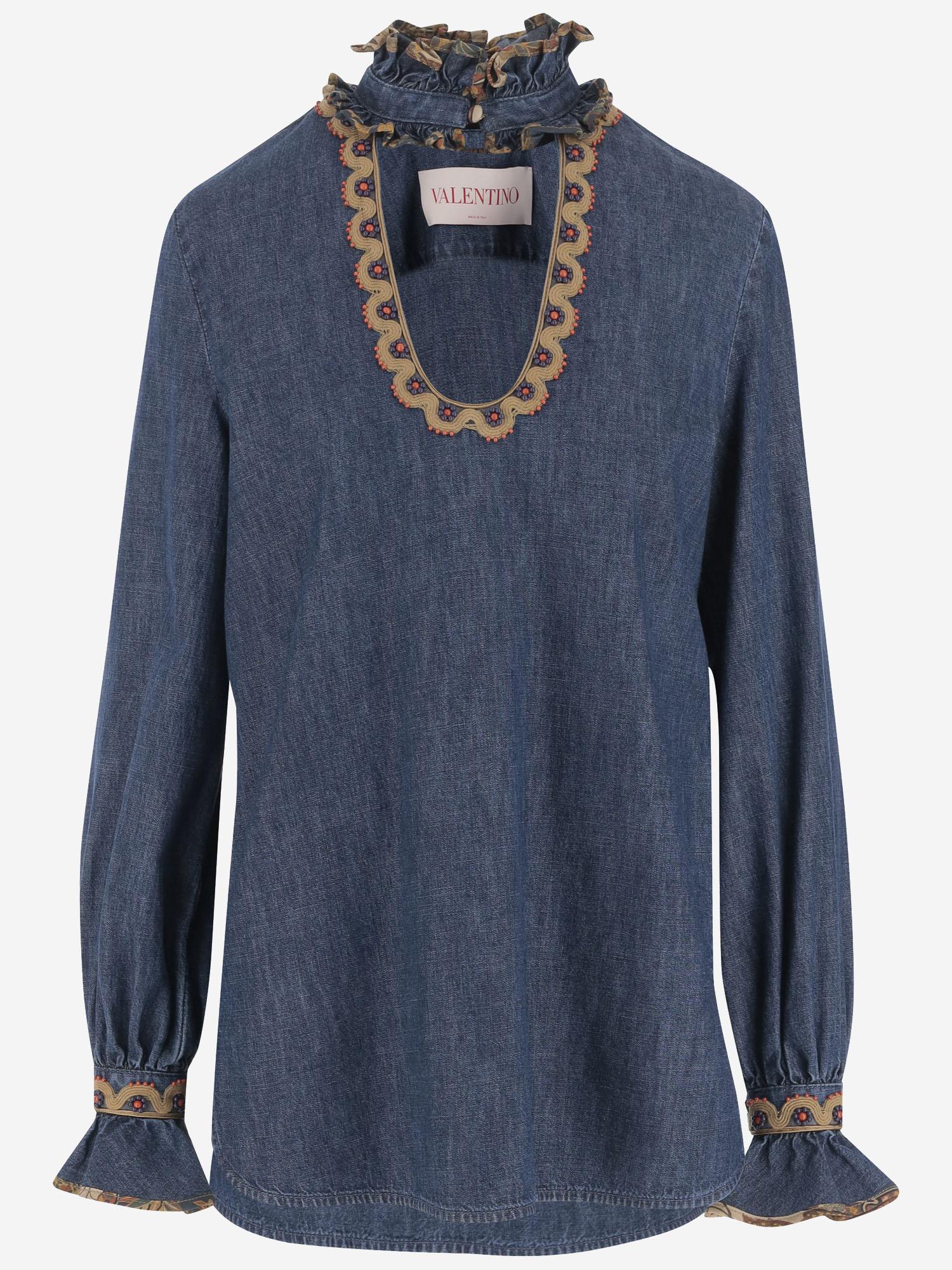 BLUSA IN DENIM DI COTONE 6B0DB03E7MR 558 VALENTINO 